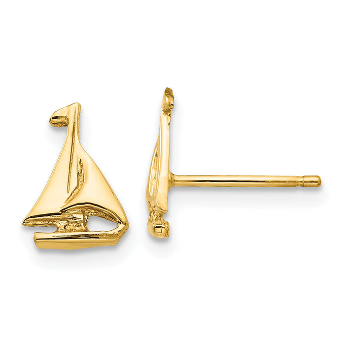10k Sail Boat Earrings-10E905