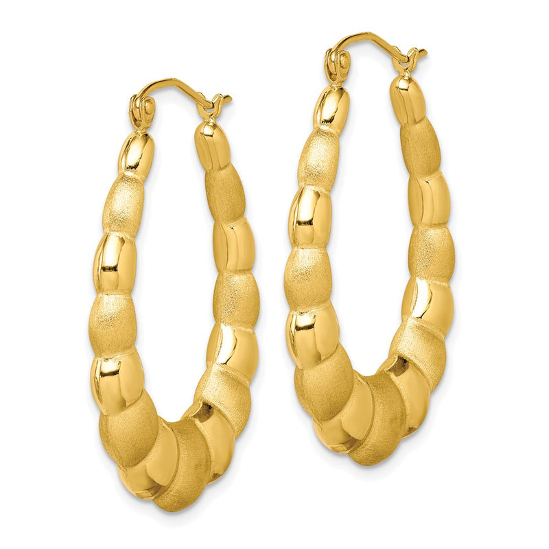 10k Satin and Polished Hollow Fancy Earrings-10ER156
