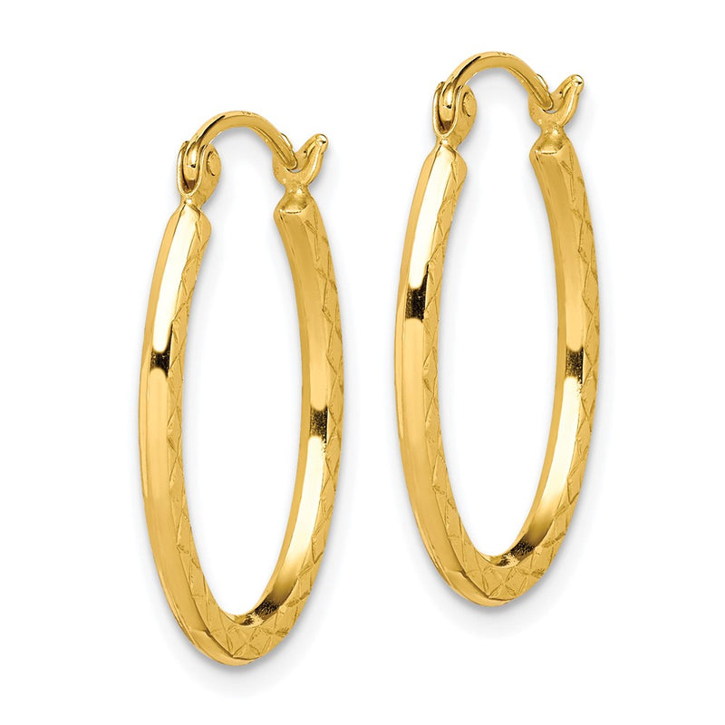 10K Textured Hollow Oval Hoop Earrings-10ER250