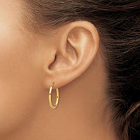 10K Textured Hollow Oval Hoop Earrings-10ER250