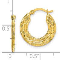 10k Patterned Hollow Hoop Earrings-10ER251