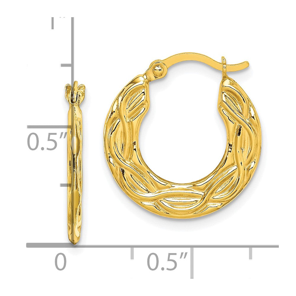 10k Patterned Hollow Hoop Earrings-10ER251