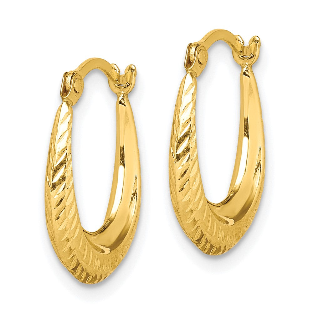 10K Textured Hollow Hoop Earrings-10ER253