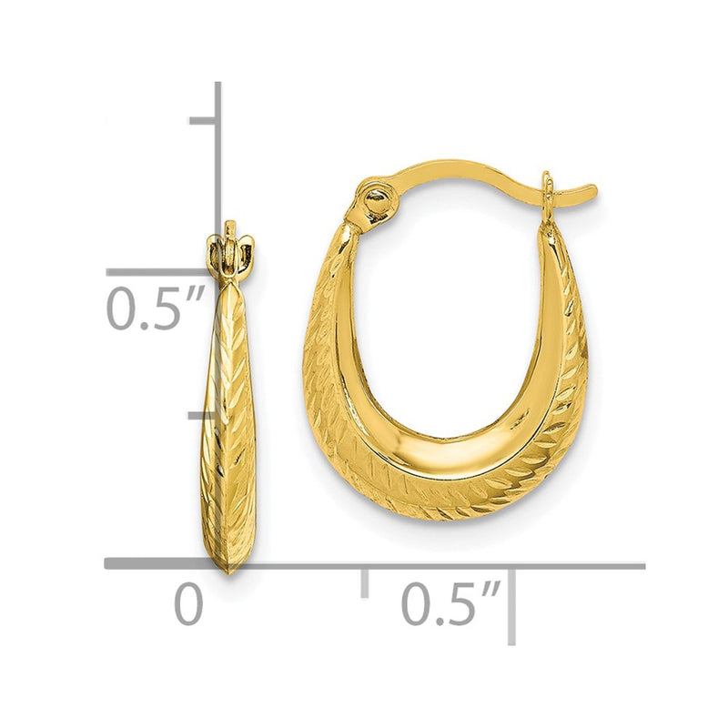 10K Textured Hollow Hoop Earrings-10ER253