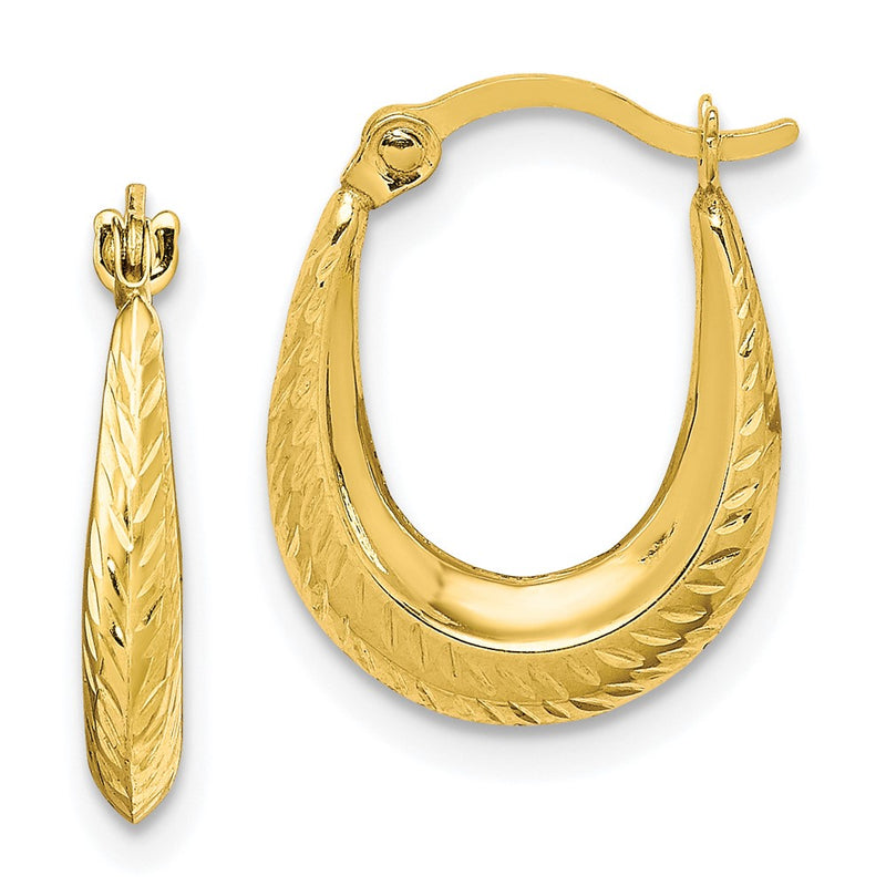 10K Textured Hollow Hoop Earrings-10ER253