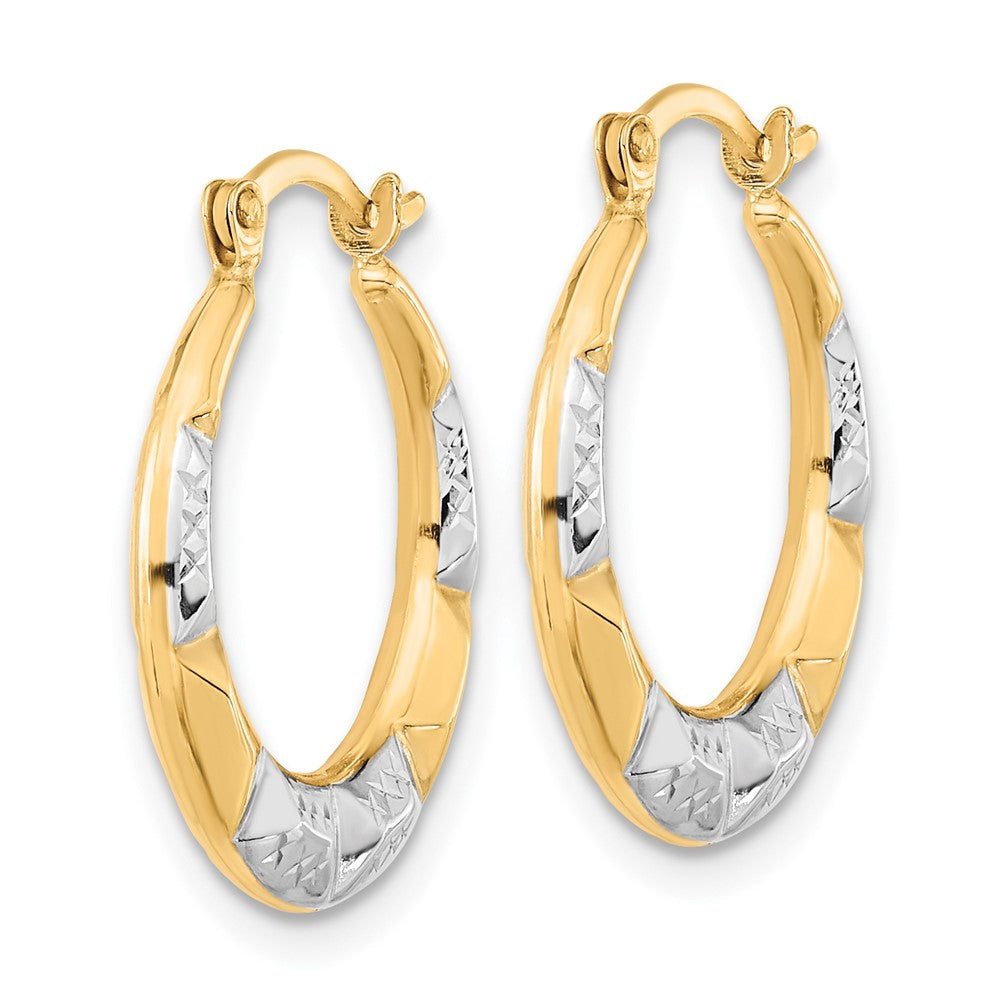 10K and Rhodium Hollow Hoop Earrings-10ER257