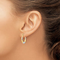 10K and Rhodium Hollow Hoop Earrings-10ER257