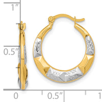 10K and Rhodium Hollow Hoop Earrings-10ER257