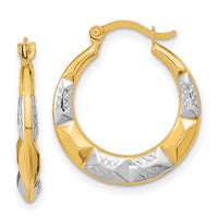 10K and Rhodium Hollow Hoop Earrings-10ER257