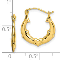 10K Dolphin Heart Hollow Hoop Earrings-10ER258