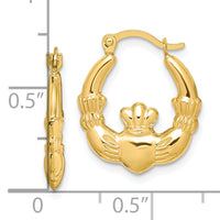 10K Claddagh Hollow Hoop Earrings-10ER260