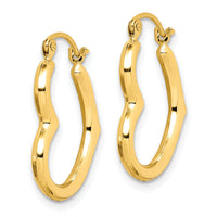 10K Hollow Heart Shape Hollow Hoop Earrings-10ER267