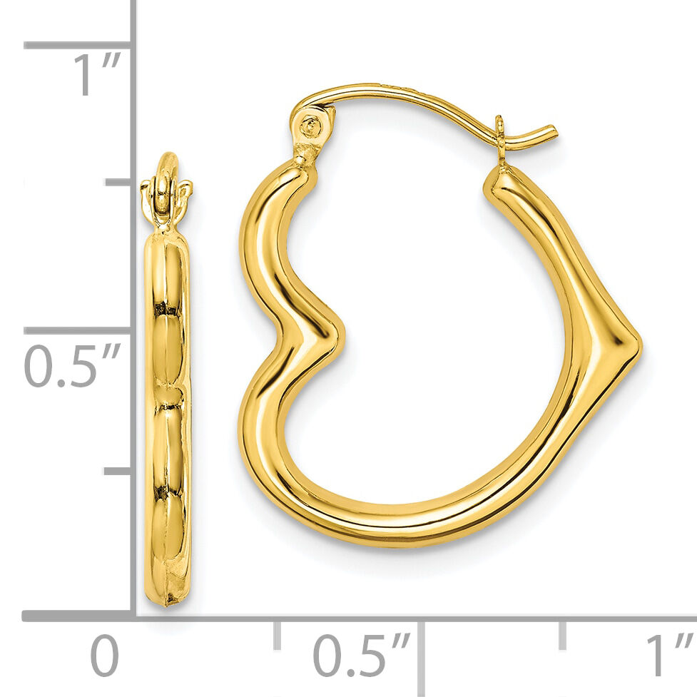 10K Hollow Heart Shape Hollow Hoop Earrings-10ER267