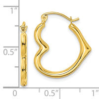 10K Hollow Heart Shape Hollow Hoop Earrings-10ER267