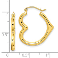 10K Hollow Heart Shape Hoop Earrings-10ER268