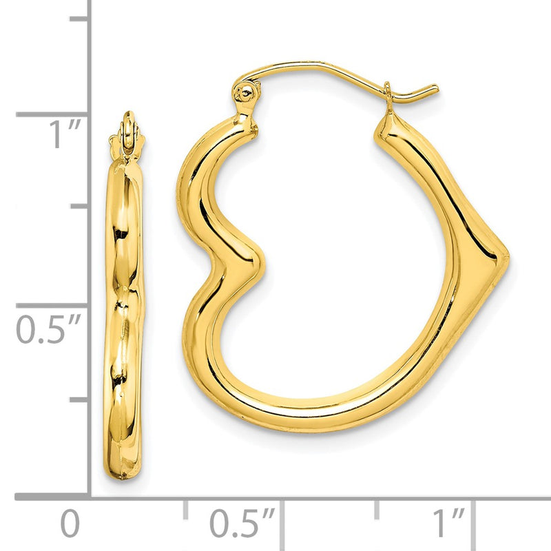 10K Hollow Heart Shape Hoop Earrings-10ER268