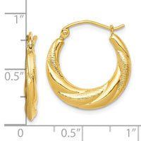 10K Textured Scalloped Hollow Hoop Earrings-10ER269