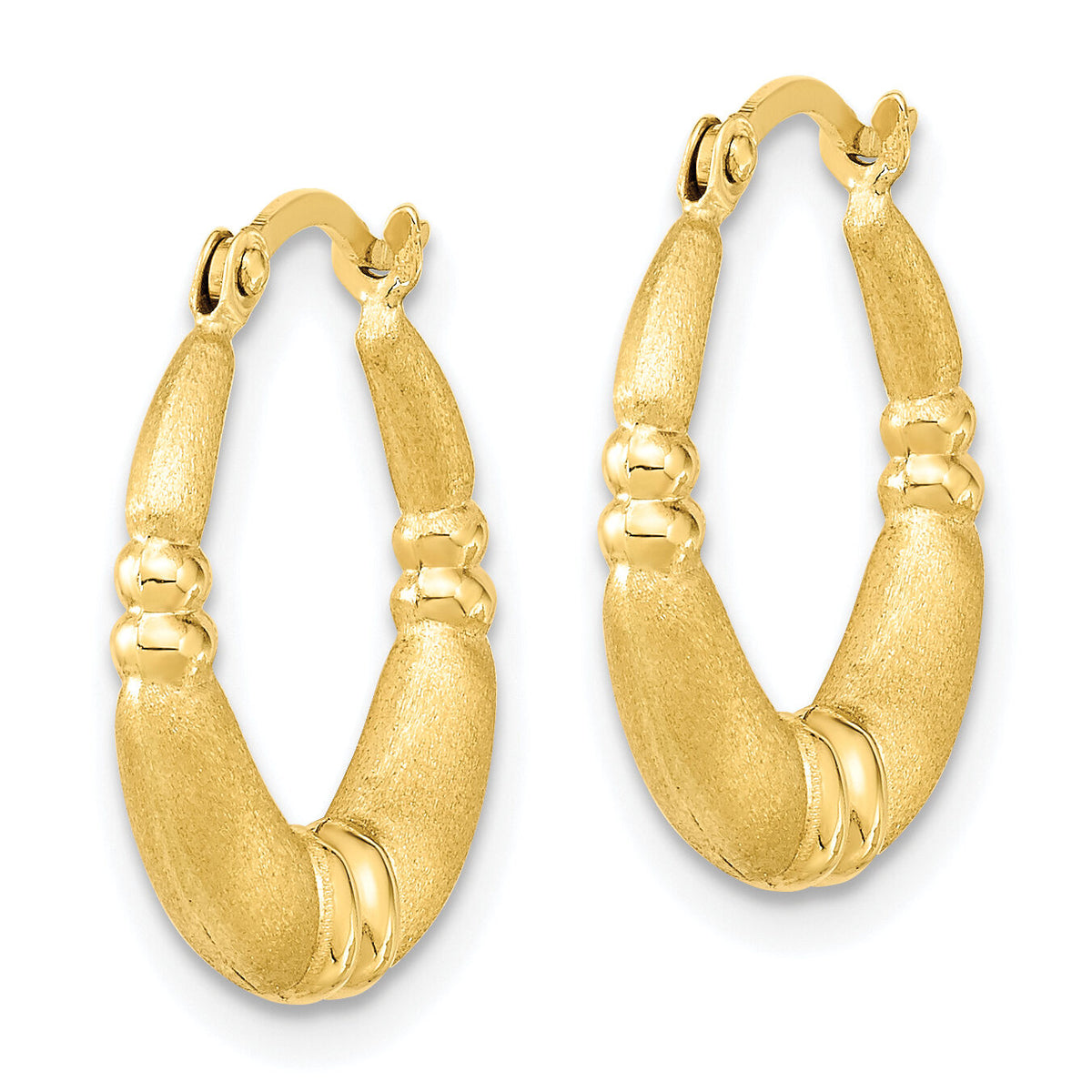 10k Polished and Satin Hoop Earrings-10ER283