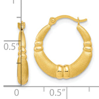 10k Polished and Satin Hoop Earrings-10ER283