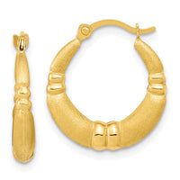 10k Polished and Satin Hoop Earrings-10ER283