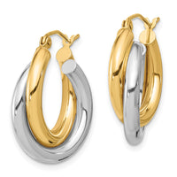 10k Two-tone Polished Double Tube Hoop Earrings-10ER284