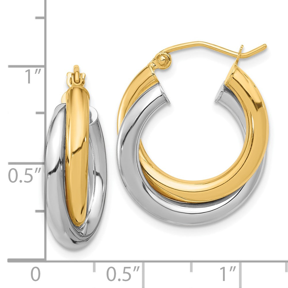 10k Two-tone Polished Double Tube Hoop Earrings-10ER284