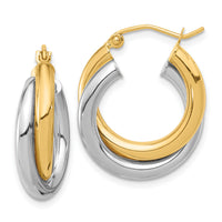 10k Two-tone Polished Double Tube Hoop Earrings-10ER284