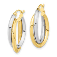 10k Two-tone Polished Double Oval Hoop Earrings-10ER285