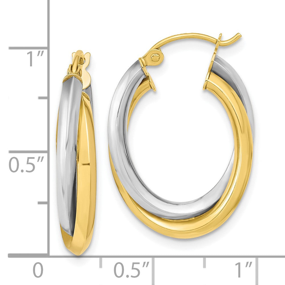 10k Two-tone Polished Double Oval Hoop Earrings-10ER285