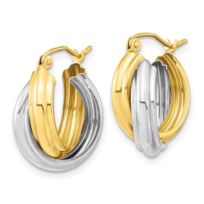 10k Two-tone Polished Double Hoop Earrings-10ER286