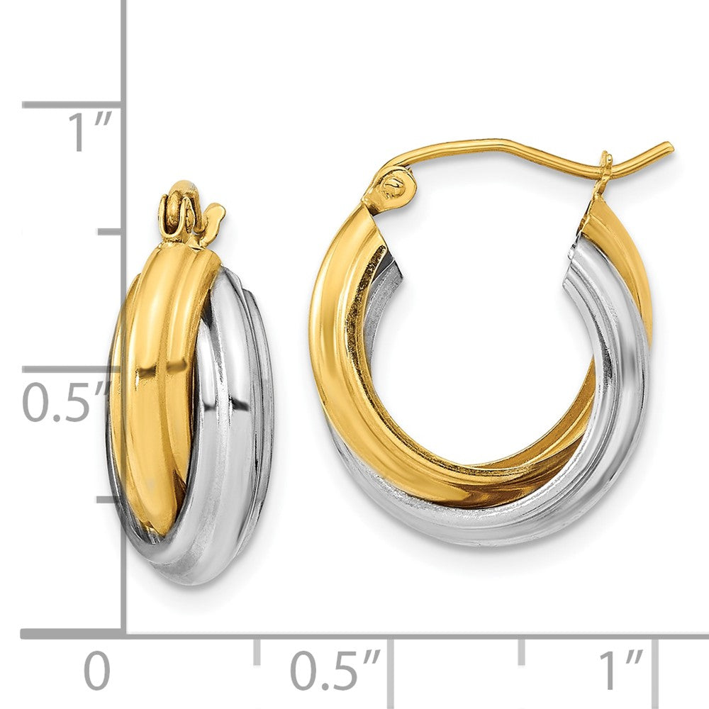 10k Two-tone Polished Double Hoop Earrings-10ER286
