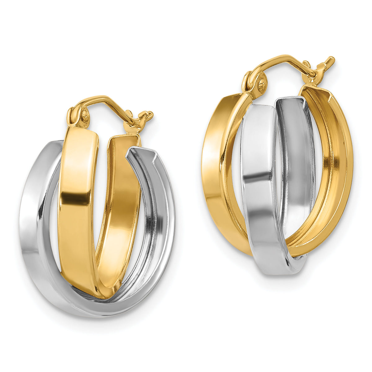 10k Two-tone Polished Double Hoop Earrings-10ER287