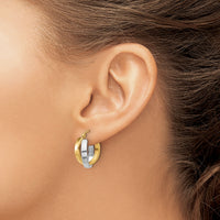 10k Two-tone Polished Double Hoop Earrings-10ER287