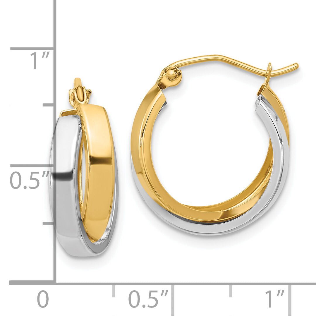 10k Two-tone Polished Double Hoop Earrings-10ER287