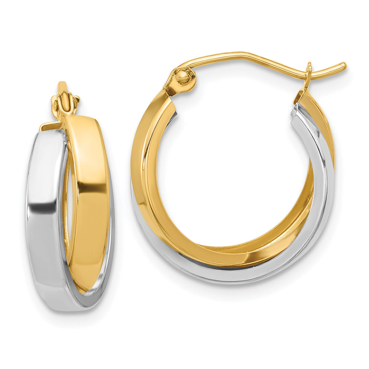 10k Two-tone Polished Double Hoop Earrings-10ER287