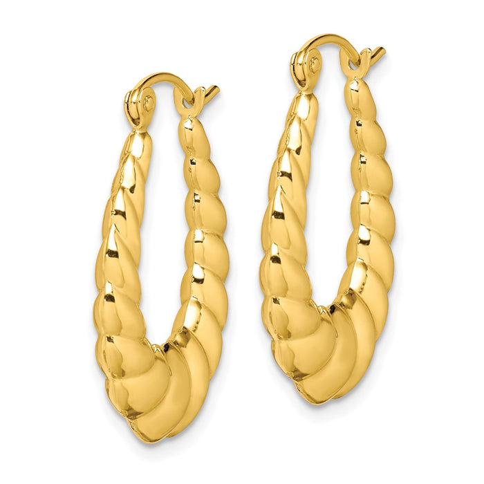 10k Polished Twisted Hollow Hoop Earrings-10ER288