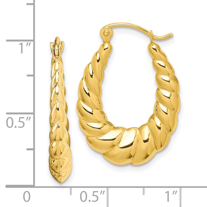 10k Polished Twisted Hollow Hoop Earrings-10ER288