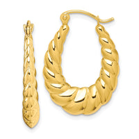 10k Polished Twisted Hollow Hoop Earrings-10ER288