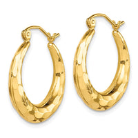 10k Polished & Diamond Cut Hoop Earrings-10ER289