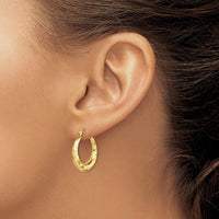 10k Polished & Diamond Cut Hoop Earrings-10ER289
