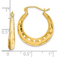 10k Polished & Diamond Cut Hoop Earrings-10ER289