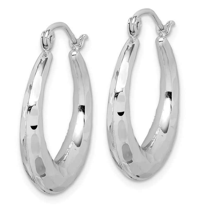 10k White Gold Polished & D/C Hoop Earrings-10ER289W