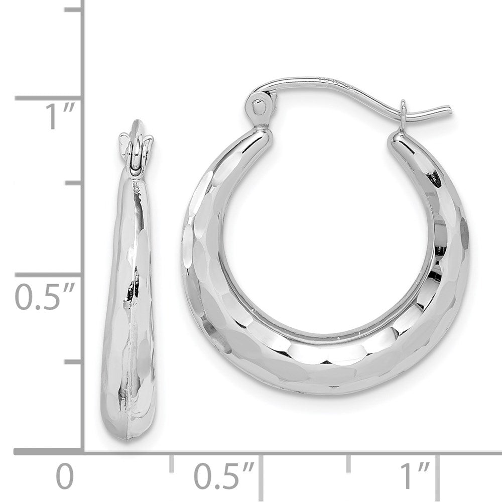 10k White Gold Polished & D/C Hoop Earrings-10ER289W