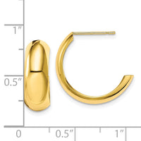 10k Polished 6.5mm J-Hoop Earrings-10ER292
