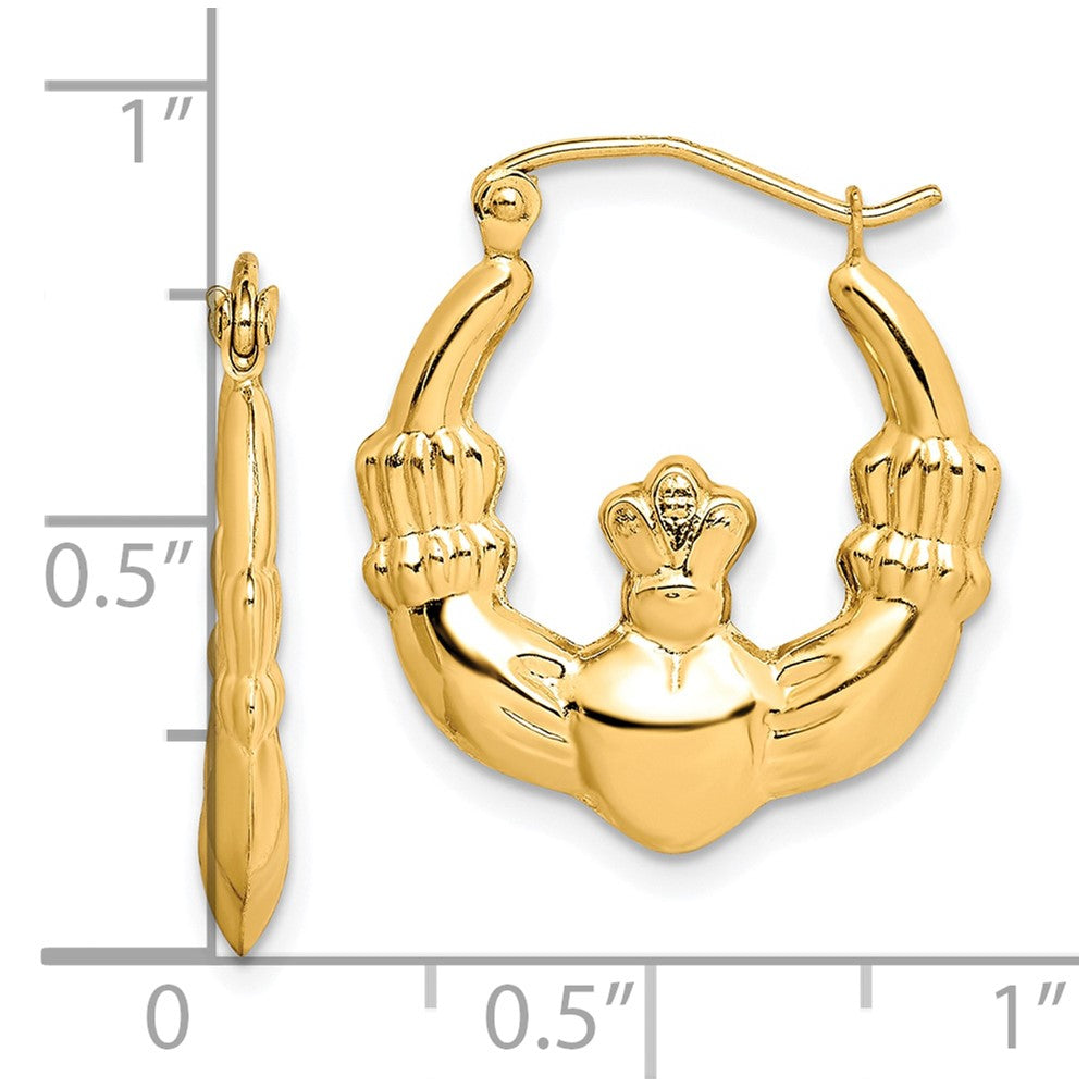 10k Polished Claddagh Hoop Earrings-10ER294