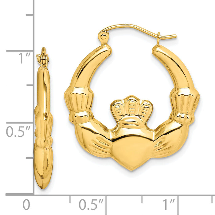 10k Polished Claddagh Hoop Earrings-10ER295