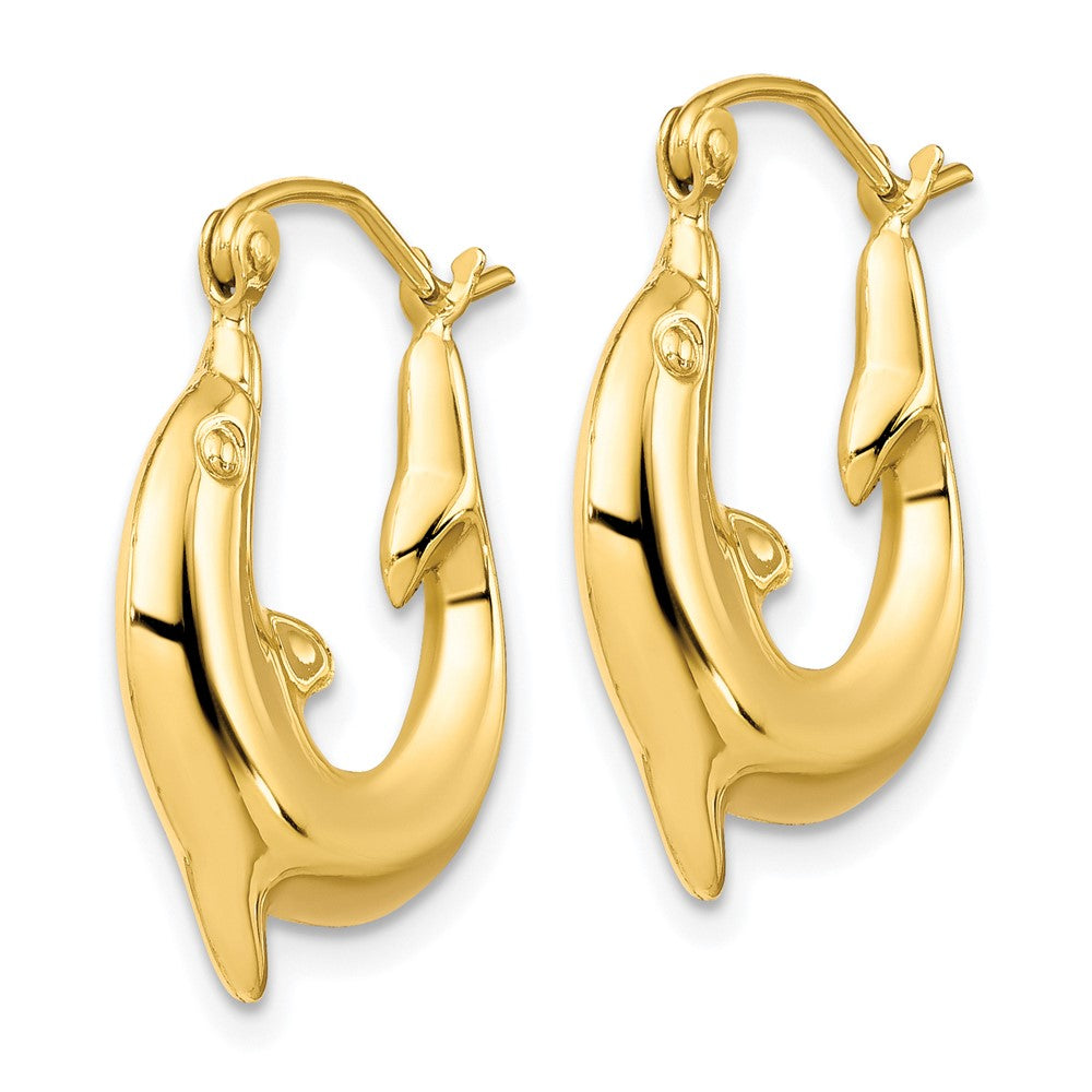 10k Polished Dolphin Hoop Earrings-10ER296