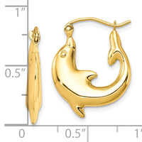 10k Polished Dolphin Hoop Earrings-10ER296
