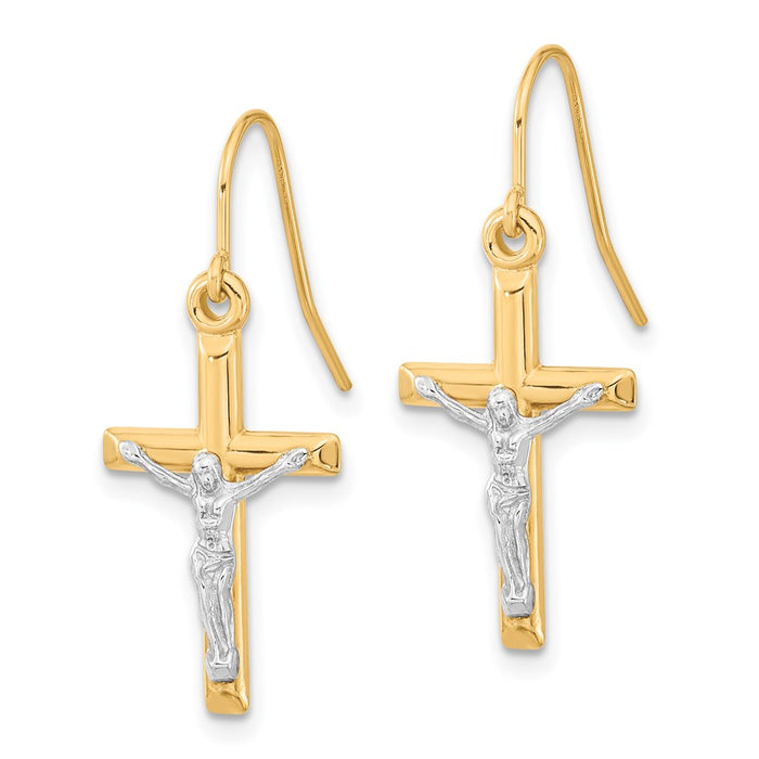 10k Two-tone Polished Crucifix Earrings-10ER298