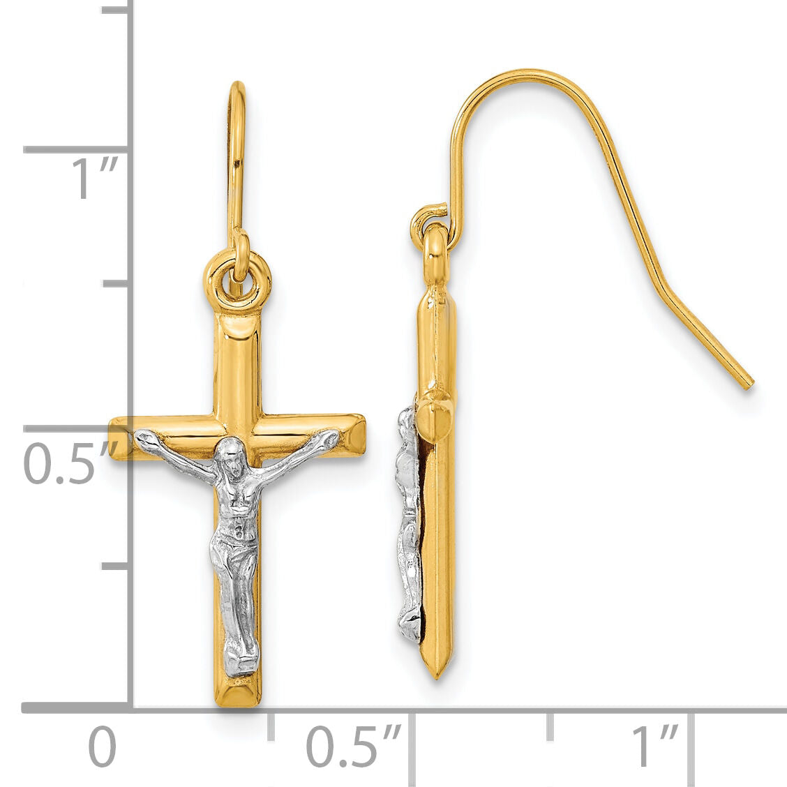 10k Two-tone Polished Crucifix Earrings-10ER298